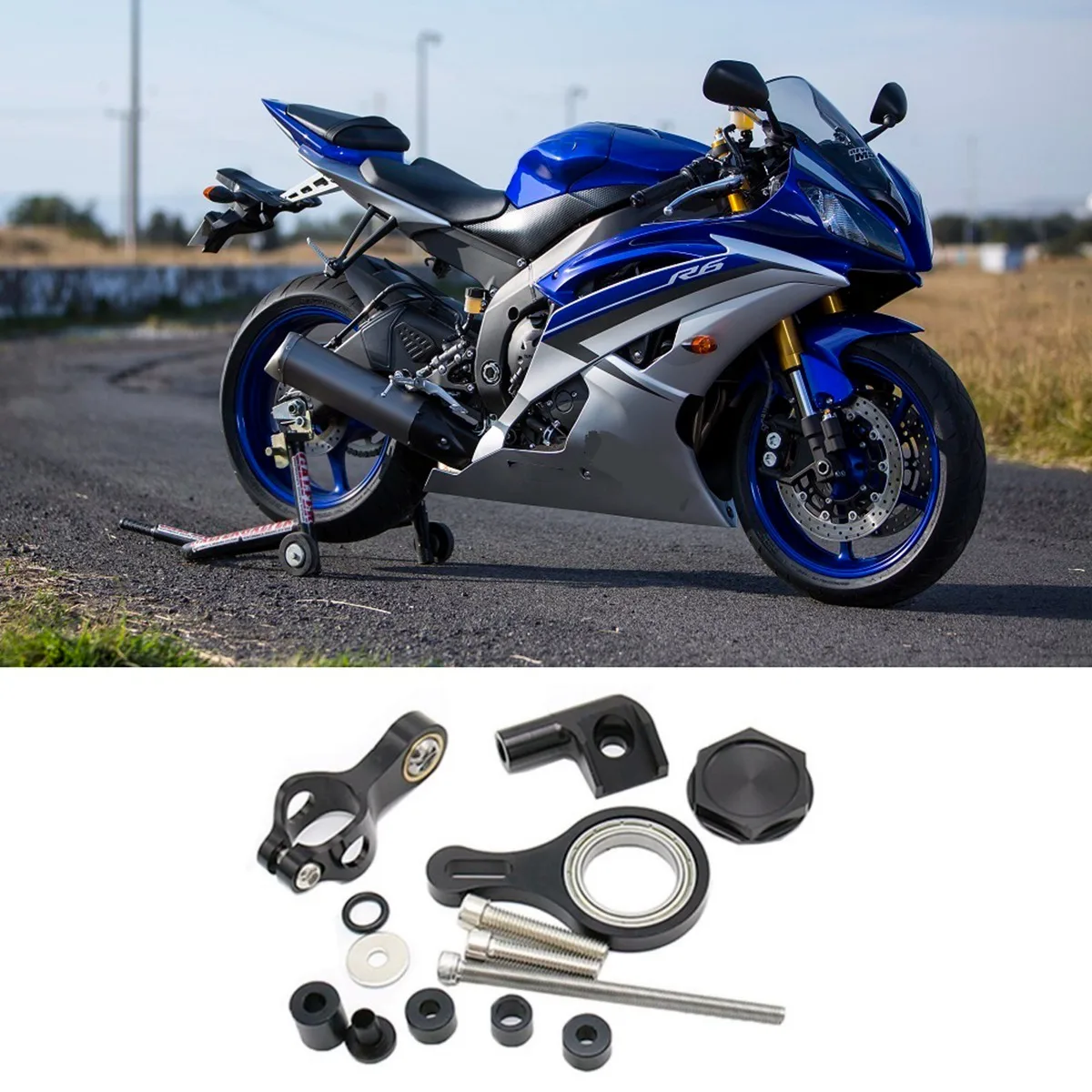 

Motorcycle Damper Bracket Mounting Kit for YAMAHA YZF R6 R1 2006 2007 2008 2009 2010 2011 2012 2013 2014 2015 (Black) jasmine
