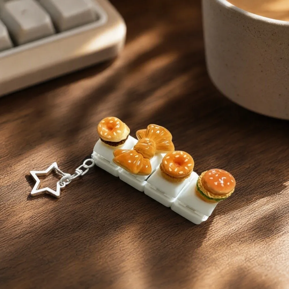 Cute Glow Design Decompression Button Burger Sandwich Cream Bread Mini Keyboard Pendant Luminous Simulation Keyboard