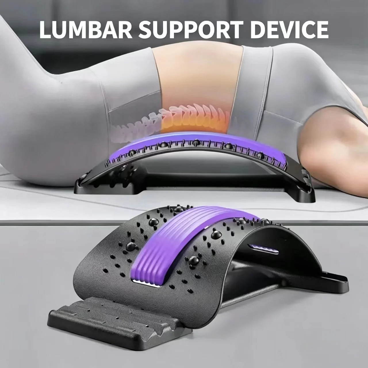 Lumbar Stretcher for Lower Back Pain, Yoga Back Opener Spine Corrector, Chiropractic Back Massage Support Device