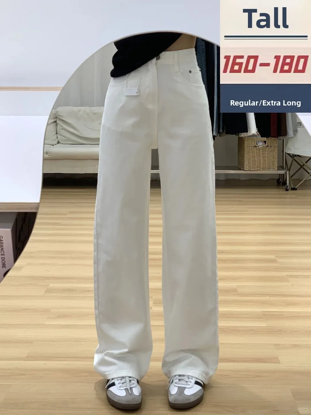 

High Waist Extended Straight Leg Jeans Women's Autumn Winter Slimming American Sle Floor Length Casual Trousers