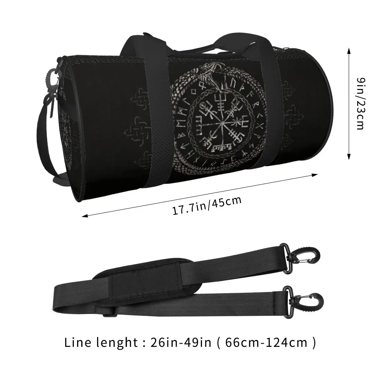 Vegvisir With Ouroboros And Runes Viking Large Duffle Gym Bag Multi-Functional Duffle Travel Bags Handbags Fitness bag
