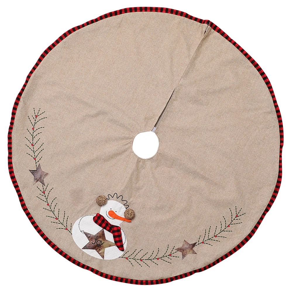 

Linen Snowman Skirt Decorative Under Christmas Tree Skirt Xmas naments Tree Skirts for Home Larger Size Hold Gifts