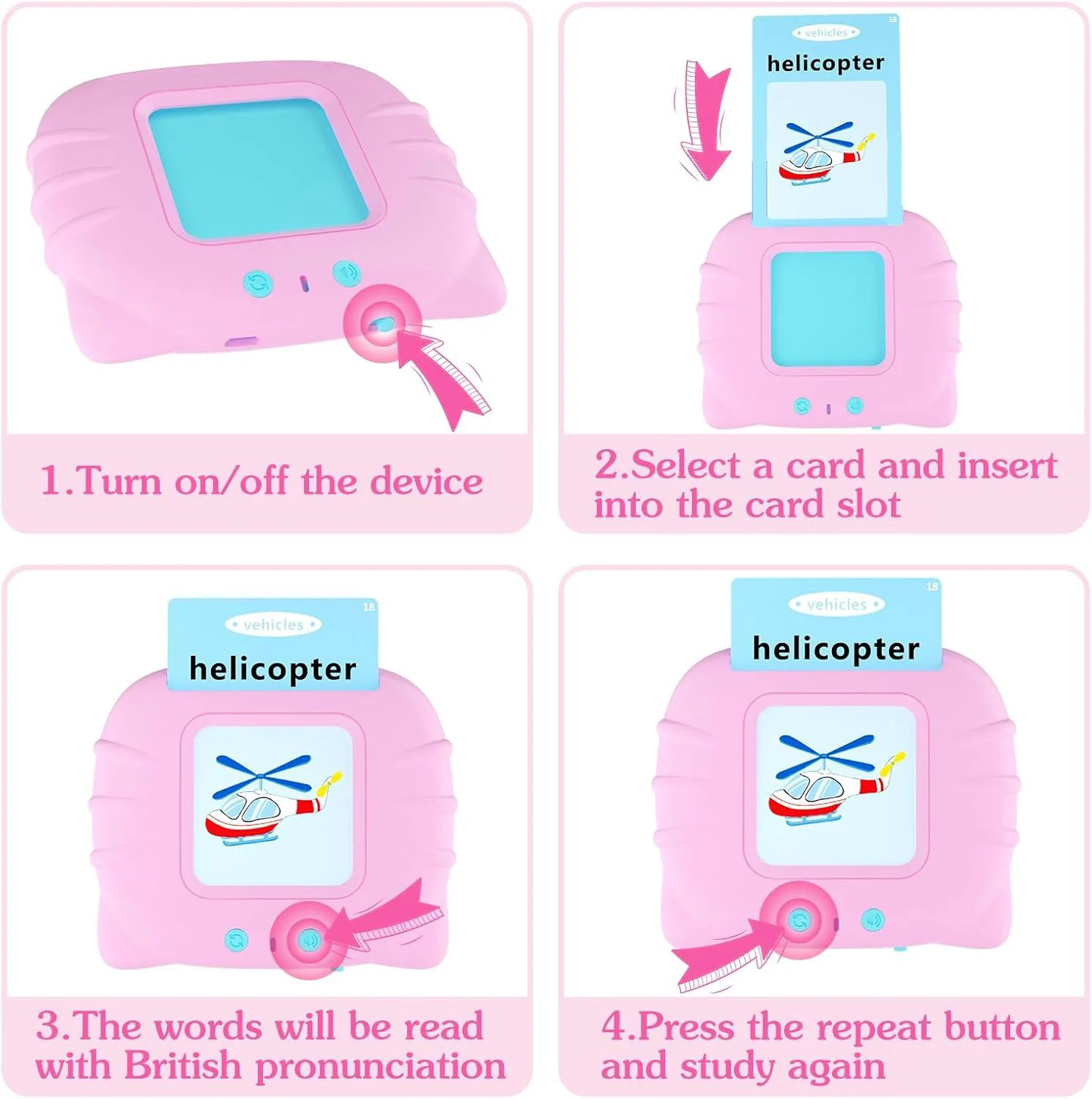 Giocattoli per l'apprendimento della scheda flash per l'educazione precoce Flashcard parlanti per bambini Giocattolo regalo per macchina audio elettronica inglese in età prescolare