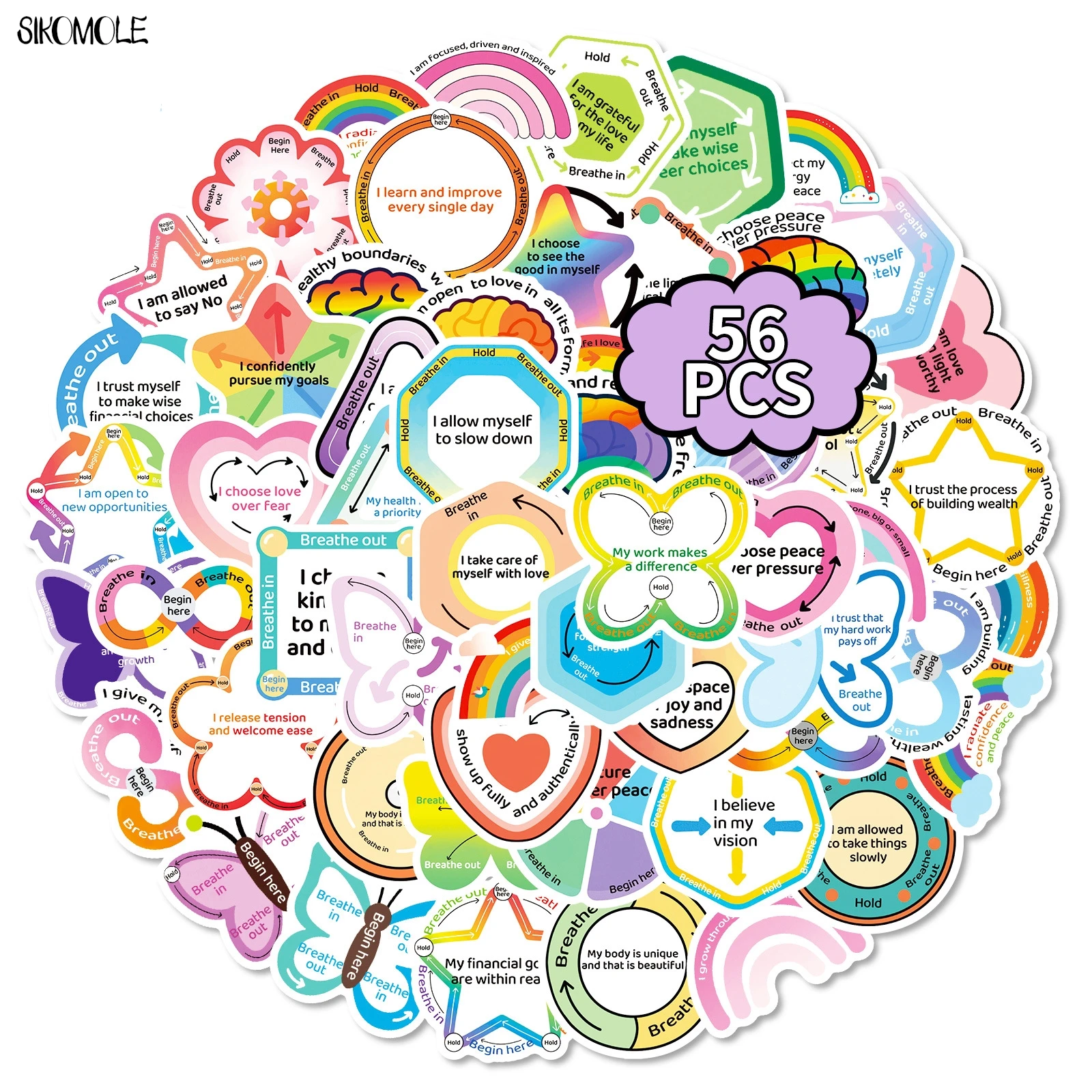 10/30/56PCS Emozioni Rilassanti Testo Colorato Adesivi Estetica FAI DA TE Scrapbook Laptop Stazionario Valigia Decalcomanie Graffiti adesivo