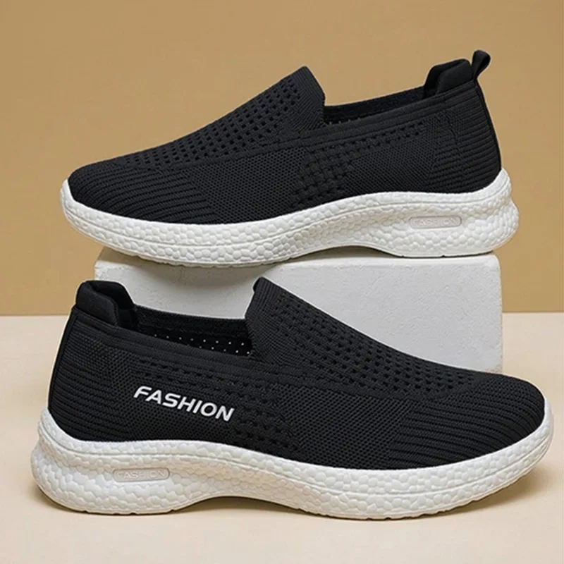 Casual Breathable Mesh Flats Women Plus Size 44 Slip On Non Slip Sports Shoes Woman Comfortable Lightweight Platform Sneakers