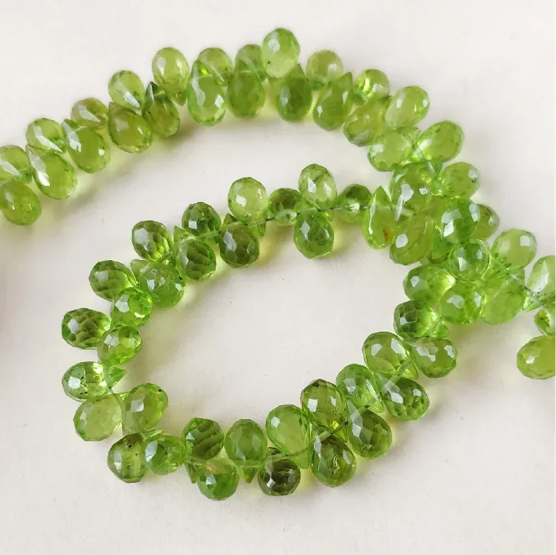 2024 New Loose Beads Green Peridot Drop Faceted 4-6mm  20cm for DIY Jewelry  Wholesale Charm Energy Beads Nature Gem Stone