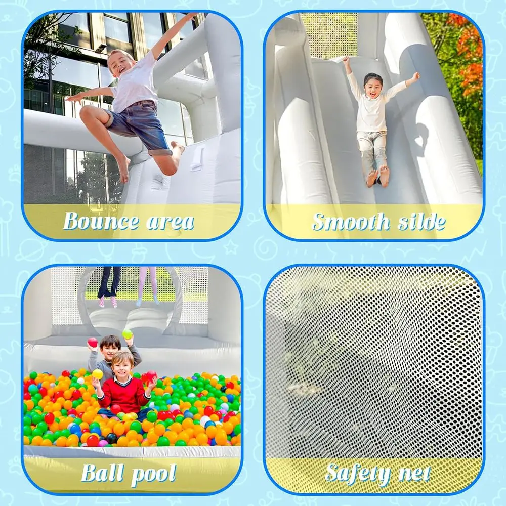 14ft Iatable Waterglijbaan Springhuis, Oxford Waterglijbaan met Glijbaan en Ballenbad/Pit, Wit Springhuis met Luchtblazer voor K