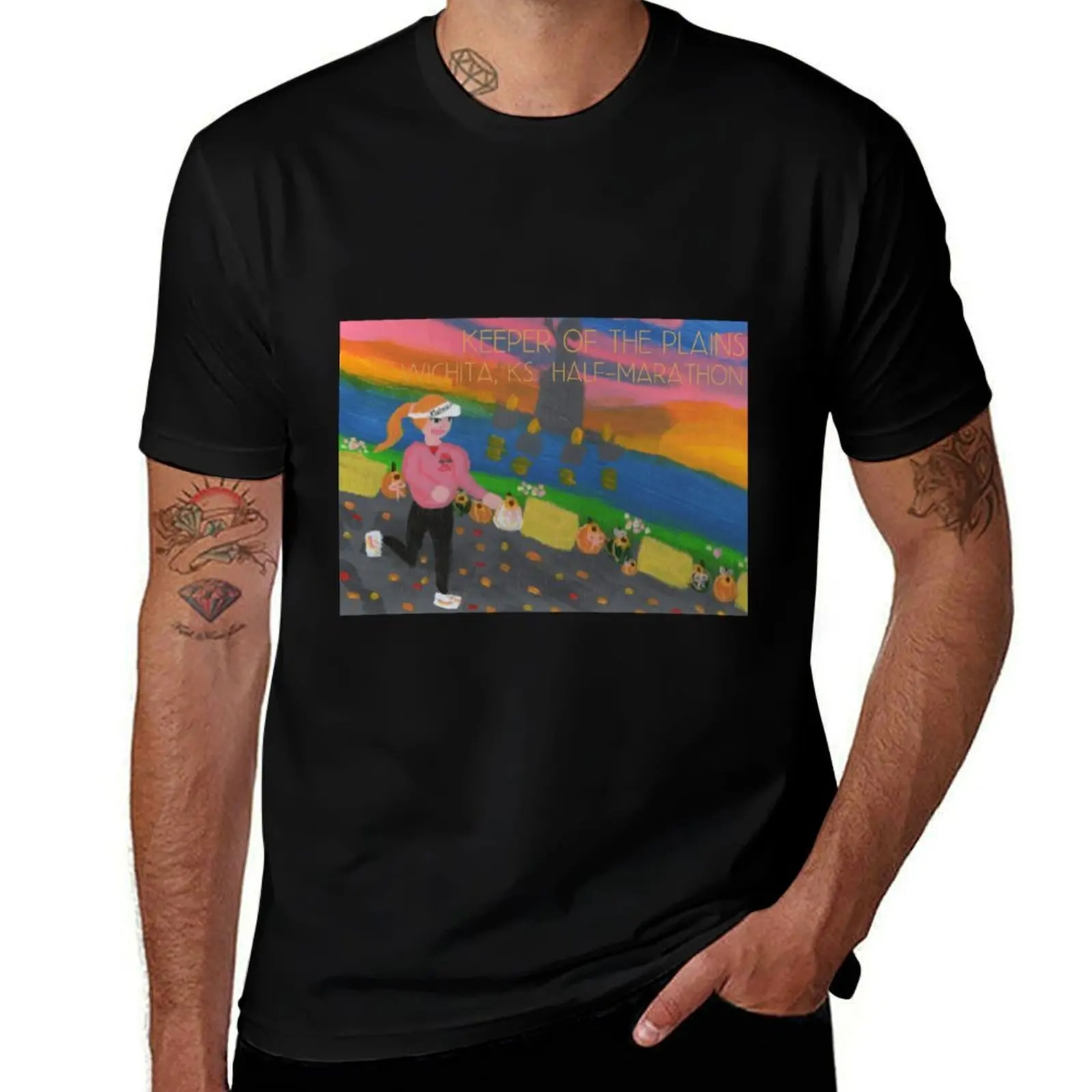 Self Portrait Half-Marathon Run at Keeper of the Plains T-Shirt Quick Dry Training Short Sleeve Tee T-Shirt