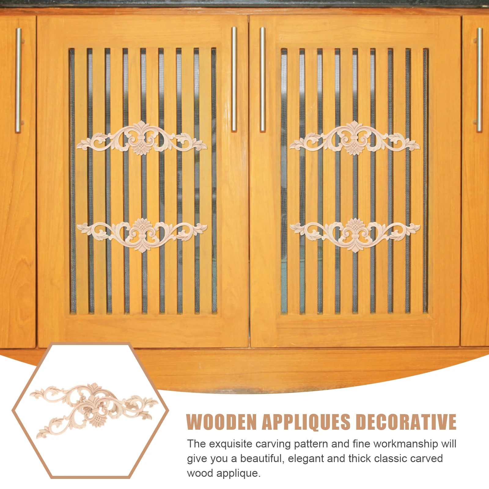

2Pcs Solid Wood Carved Onlay Appliques Classic Furniture Decor Decorative Cabinet Door Overlay DIY Wood Trim Molding