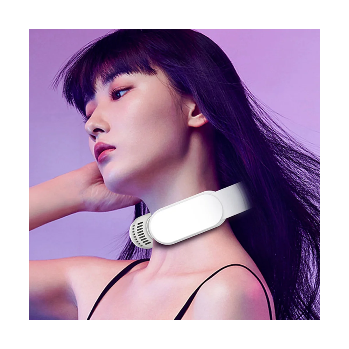 Подвесной шейный вентилятор, Кондиционер без листьев с шейным ободом, охлаждающий массажер с подогревом, горячий компрессор, Вибрационный массажер, C