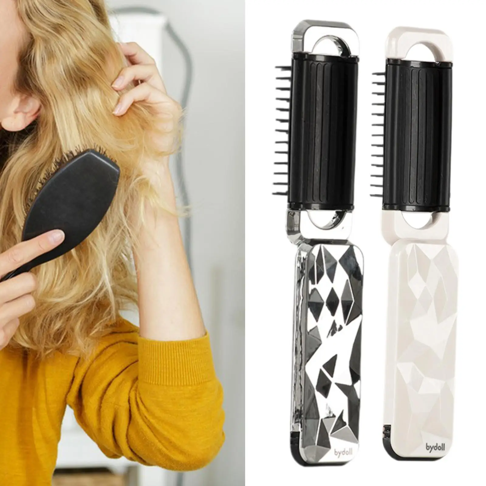 Travel Hair Brush with Mirror Folding Hair Brush Lightweight Hair Styling Tool