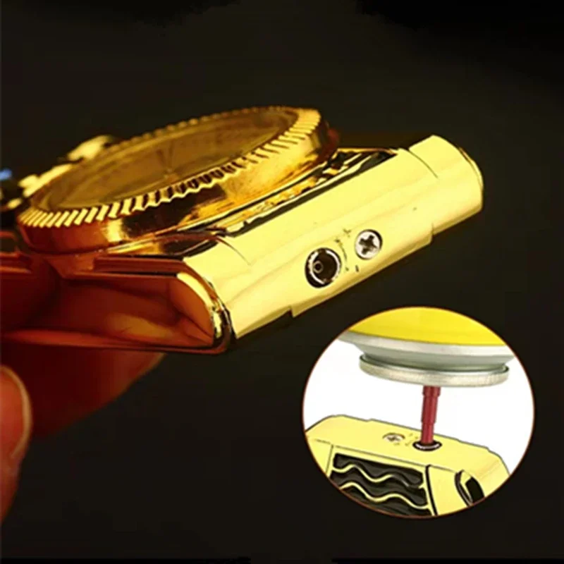 Luxurious Gold Watch Butane Gas Lighter Metal Torch Turbo Windproof Jet Flame Cigar Cigarette Led Inflated Smoking Accessories