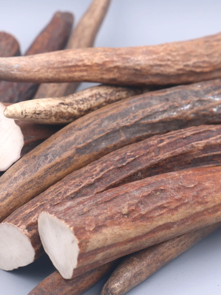 Natural High-Density Solid Antler Tip Carving Material Three-Way Connector for Crafts, Beads, Hairpin Material Raw Material