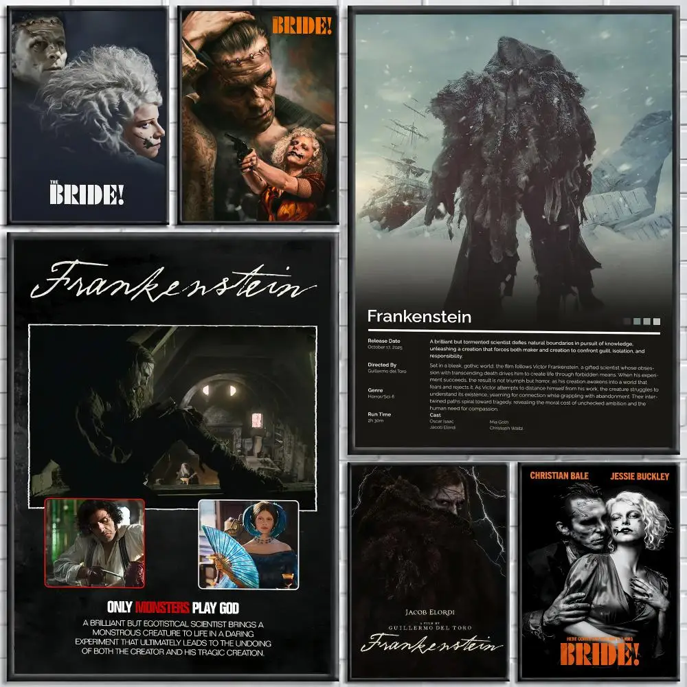 Film F-Frankenstein Gothic Monster Painting Calligraphy Stylish Canvas Poster Wall Art for Home Decor Gift