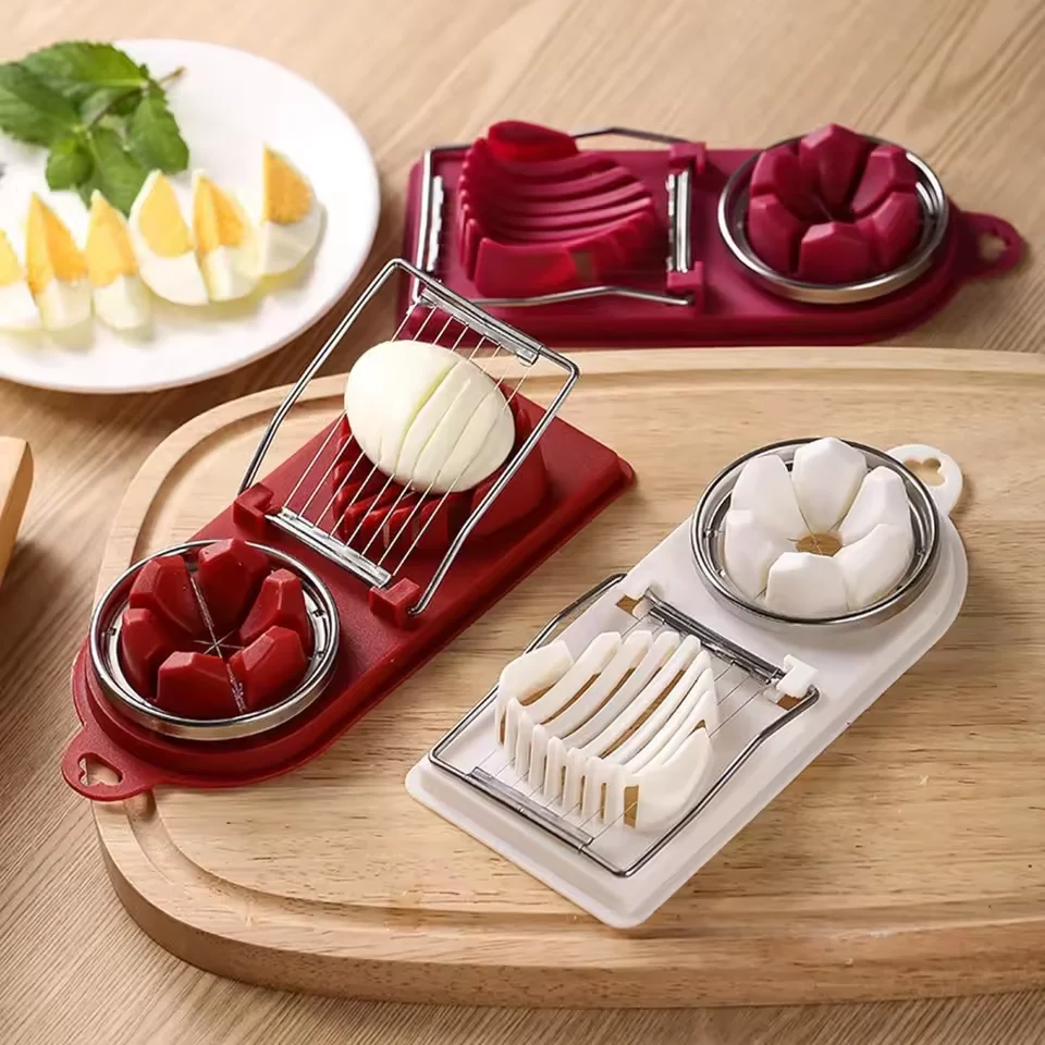  2in1 Egg Cutter Multi Stainless Steel Wire Pull Egg Splitter Cutter Kitchen Tool Egg Slicer Splitter Multi Kitchen Divider