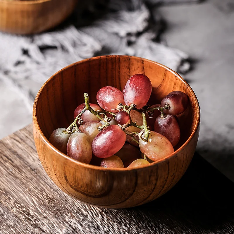 Japanese Retro Acid Date Wood Bowl Pure Handmade Wooden Rice Bowl