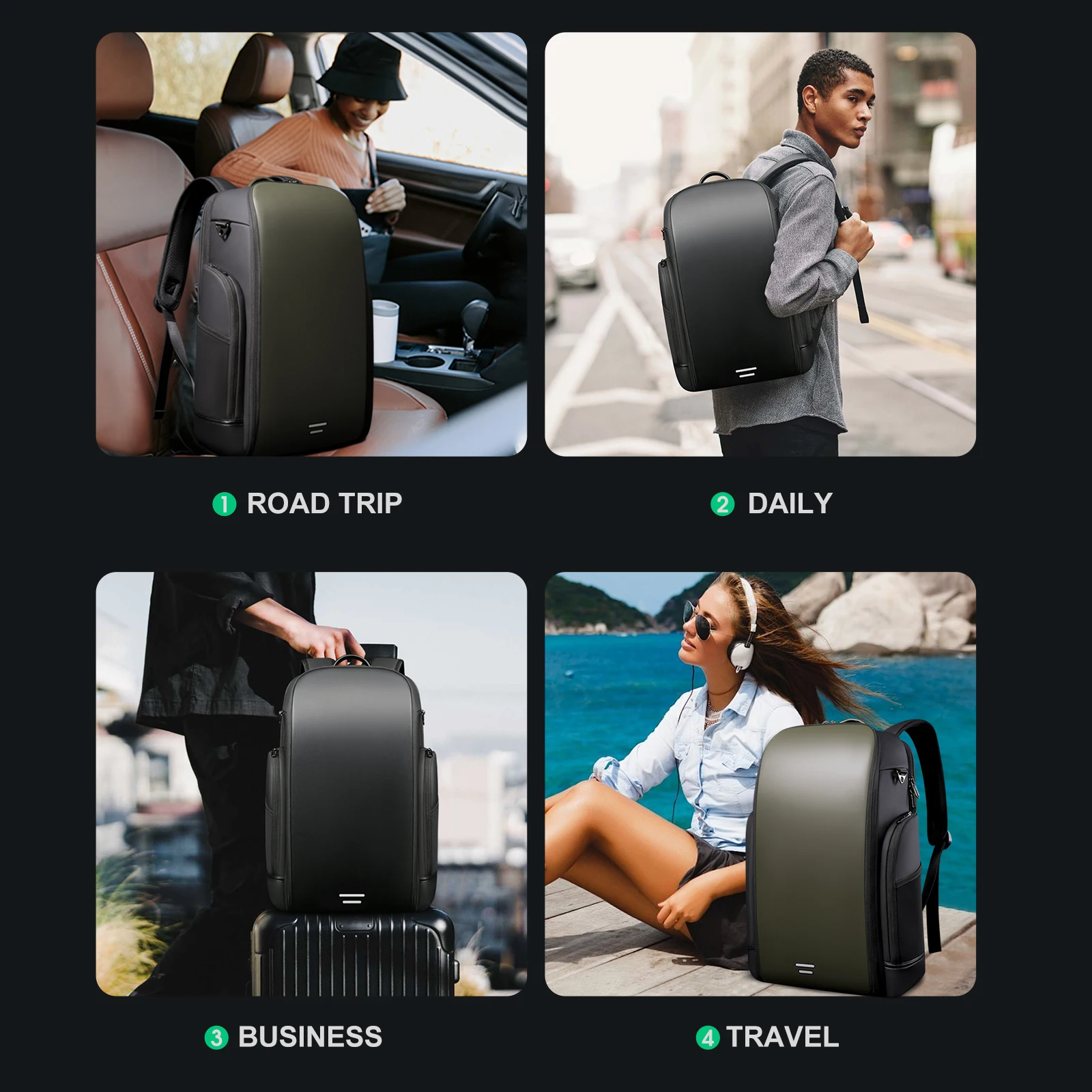 TANGCOOL 15.6 Inch Laptop Backpack Water Repellent 180 Opening Business Bag Durable Travel Backpack for Daily Commute