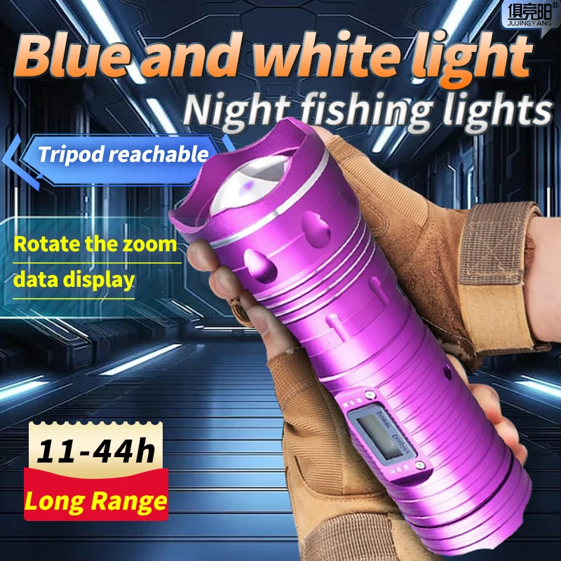 Luz de pesca atractiva nocturna de aluminio impermeable con trípode, reflector led recargable