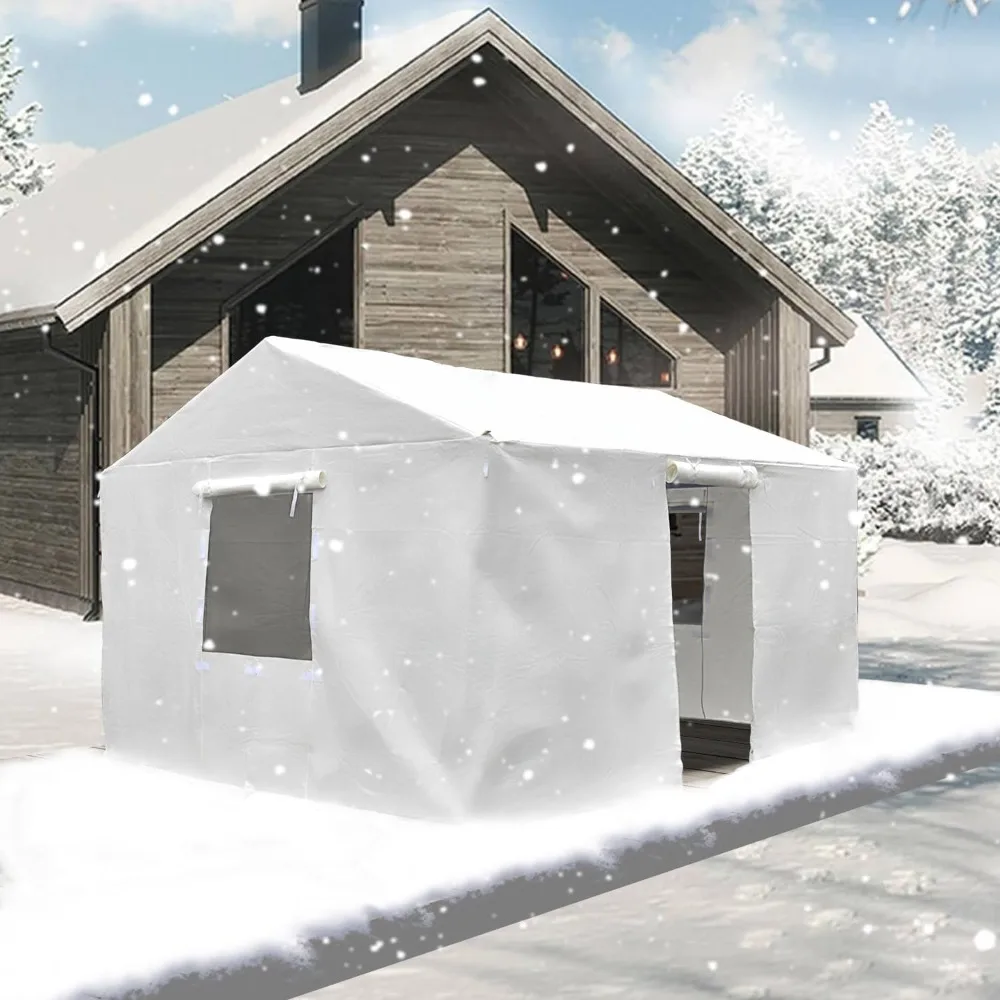 

12' x 20' Universal Winter Gazebo Cover, All Season Waterproof Enclosed Cover with Sidewalls & Ventilated Mesh Windows