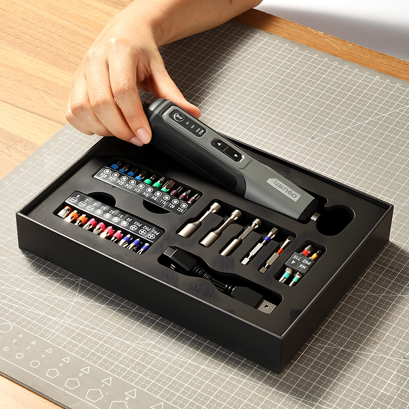  DELI-Mini Electric Screwdriver Set, Multi-function Disassembly, Torque Repair Tools Kit, Household Cordless Power Drill 