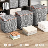 100/140/180L Large Capacity Quilt Clothes Storage Bags for Bedroom Closet Wardrobe Organizers Storage Containers