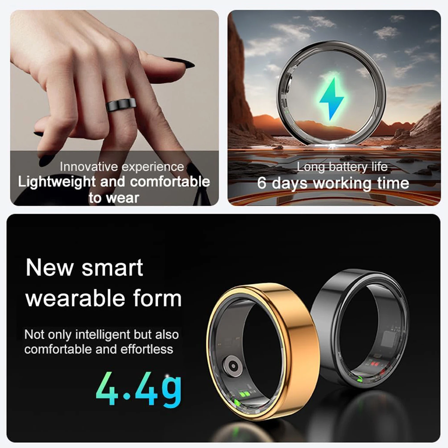 Smart Ring Bluetooth-Compatibele Ip68 Waterdichte Roestvrijstalen Shell Gezondheid Monitoring Slaap Bloed Zuurstof Hartslagmeter