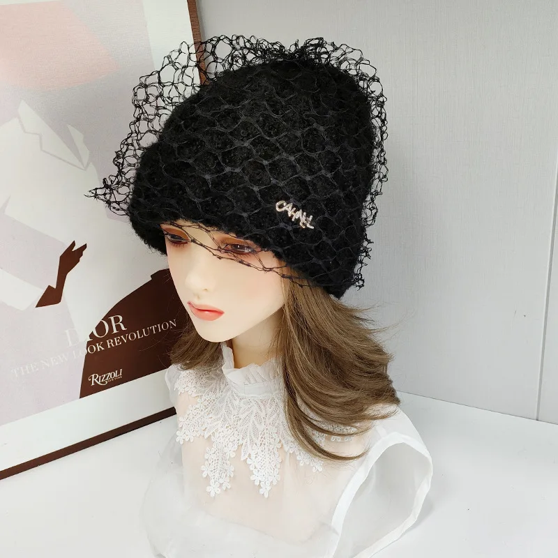 Hat Veil Women Winter Acrylic Knit Beanie Warm Accessory For Cold Weather Autumn Sports Skiing Outdoor Holiday