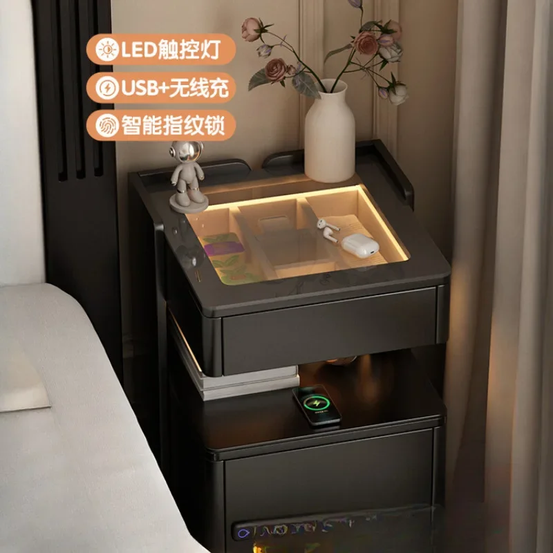 Craftsman High Quality Material Silver Nightstand Multifunctional Foldable Design Eco Friendly Stable Base for Bedroom