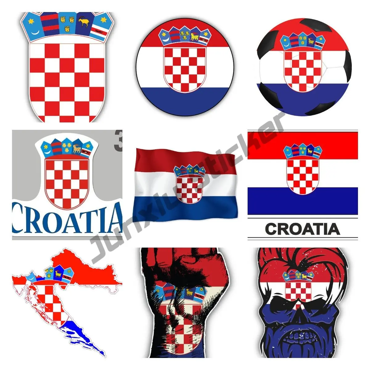 HR Croatia Croatian Country Code Hrvatska Oval Shapes Sticker Flag Car Body Laptop Decorative Decal Waterproof Decor