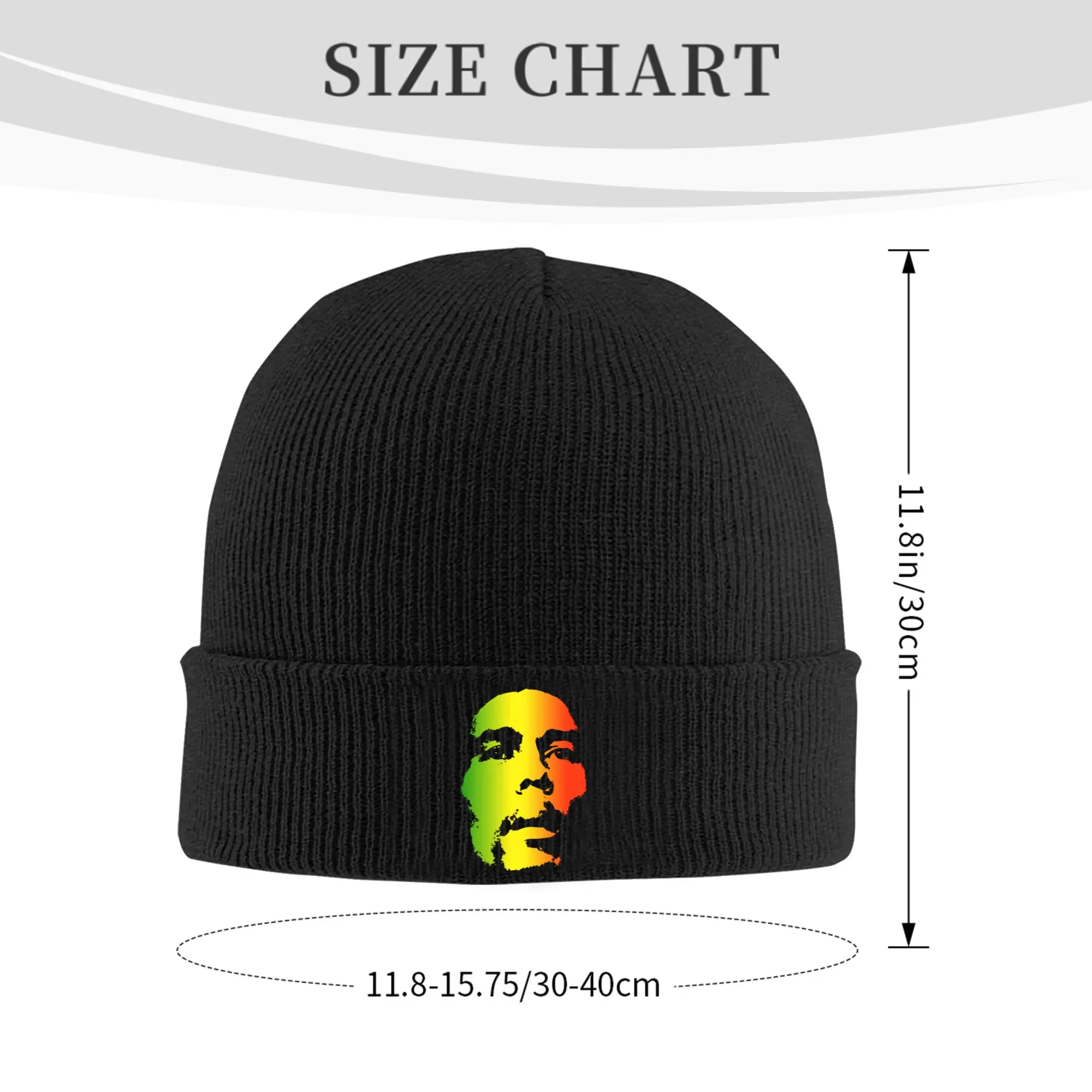 Custom Jamaica Singer Reggae Rock Bob Marley Skullies Beanies Caps Unisex Streetwear Winter Warm Knitting Hat Adult  Bonnet Hats