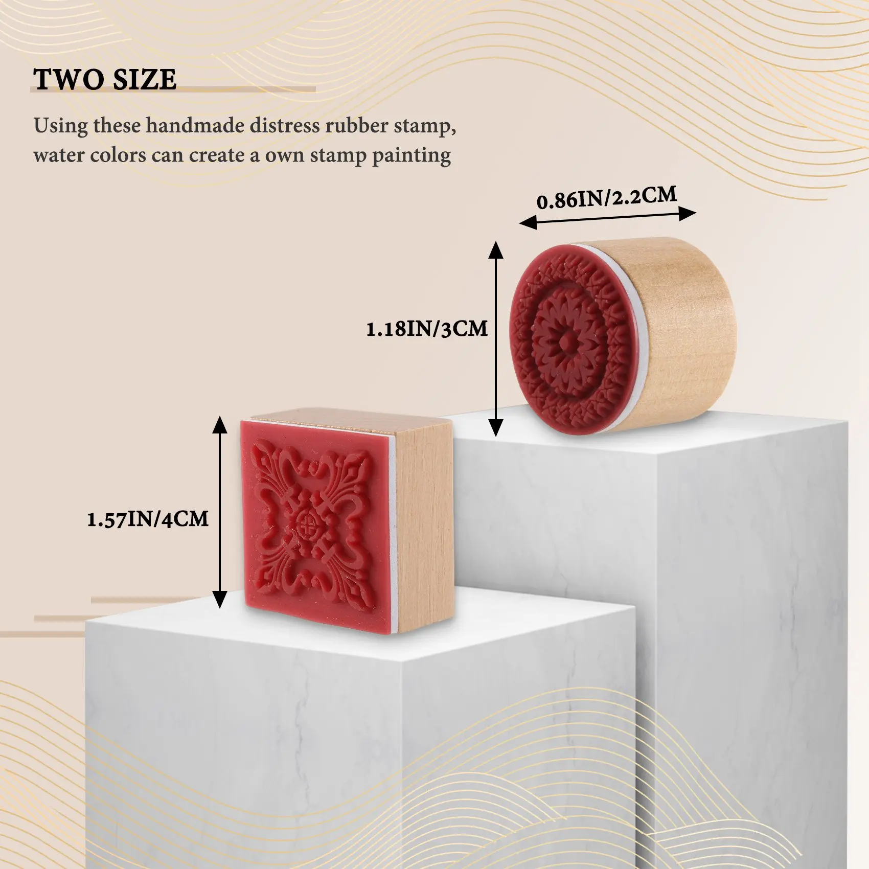 

B-T 12Pcs Wooden Stamps Floral Pattern Circles and Squares Decorative Rubber Wooden for DIY Craft Card and Scrapbooking