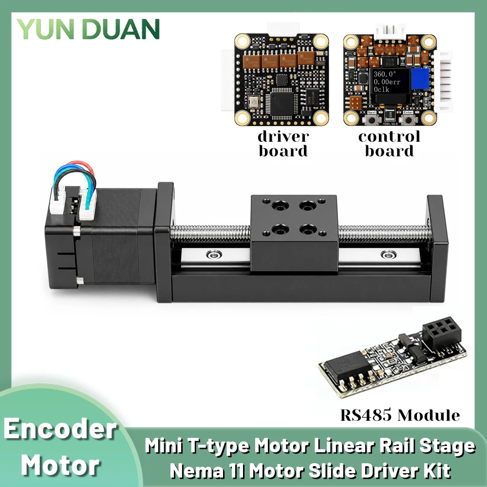Z Axis Linear Motor Kit AMR Encoder Integrated Closed Loop Stepper Motor Drive RS485 Linear Rail Table Mini T-Type Sliding Table