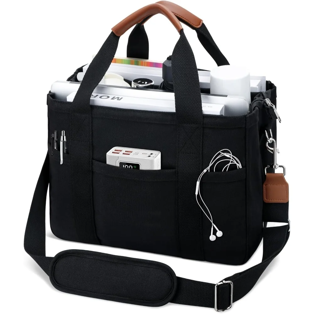

Women’s Canvas Tote Bag with Multiple Pockets, Large Capacity Shoulder Messenger Bag, Stylish, Durable & Versatile for Daily