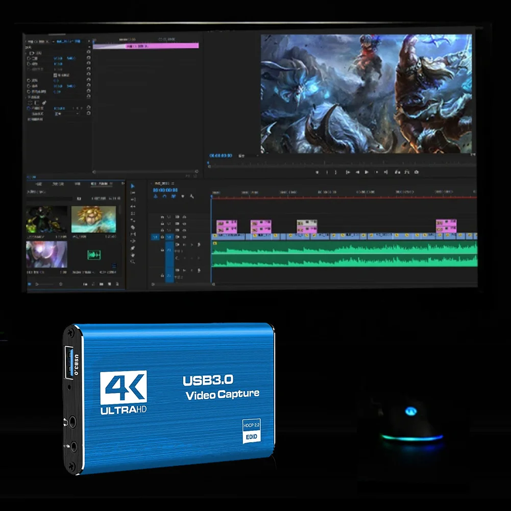 4K HDMI-متوافق USB 3.0 HDTV كاميرا صندوق تسجيل 1080P 60FPS الصوت والفيديو بطاقة التقاط الصوت والفيديو ل OBS التقاط لعبة الصوت هيئة التصنيع العسكري لايف