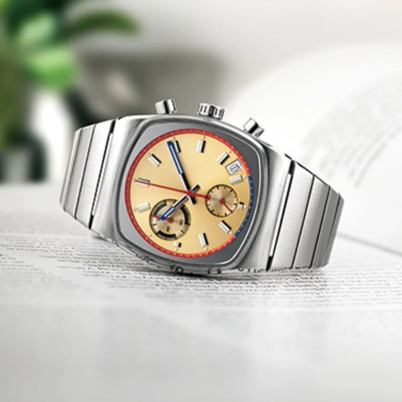 

CILOA gold retro watch men's 2025 new high quality light luxury gift brand genuine stainless steel strap waterproof quartz watch
