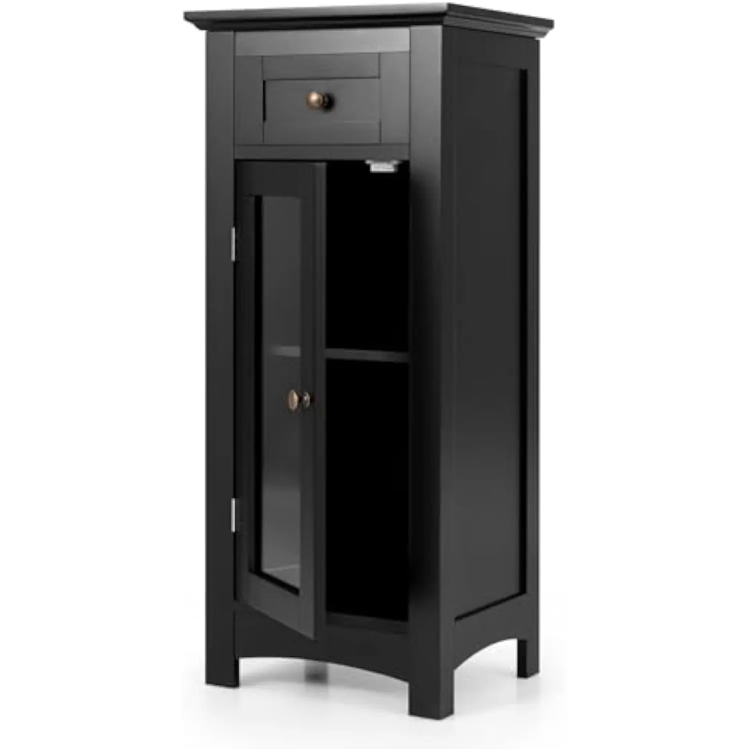 

Bathroom Storage Cabinet, Freestanding Narrow Storage Organizer W/Drawers, Cupboard and Adjustable Shelves, 12.5 X 15 X 34.5 S