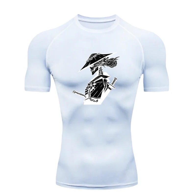 2025Skull Samurai 2026 Men's Sports T-shirt Training Fitness Compression Quick Dry Short Sleeve Rashgard Tops Tee For Men