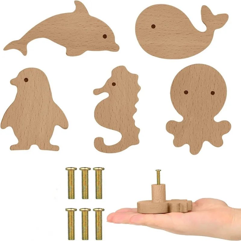 Creative Animal-shaped Designs Wooden Furniture Handles Cabinets Drawers Pulls Wardrobe Door Knobs Home Decoration Hardware