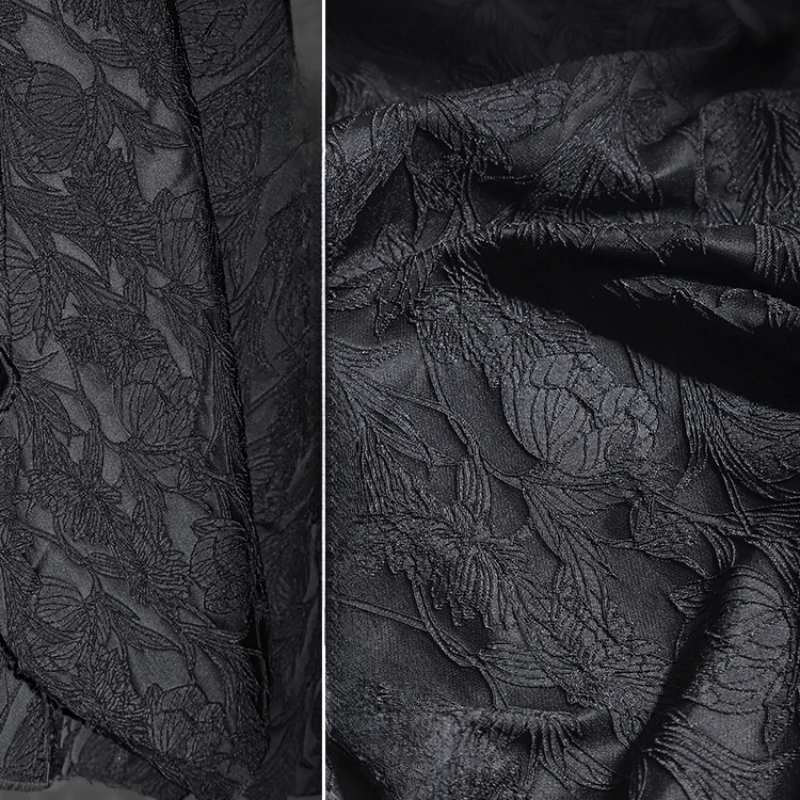 

3D Jacquard Texture Polyester Fabric with Continuous Branches and Flowers Chinese Style Embroidery and Relief Clothing Fabric