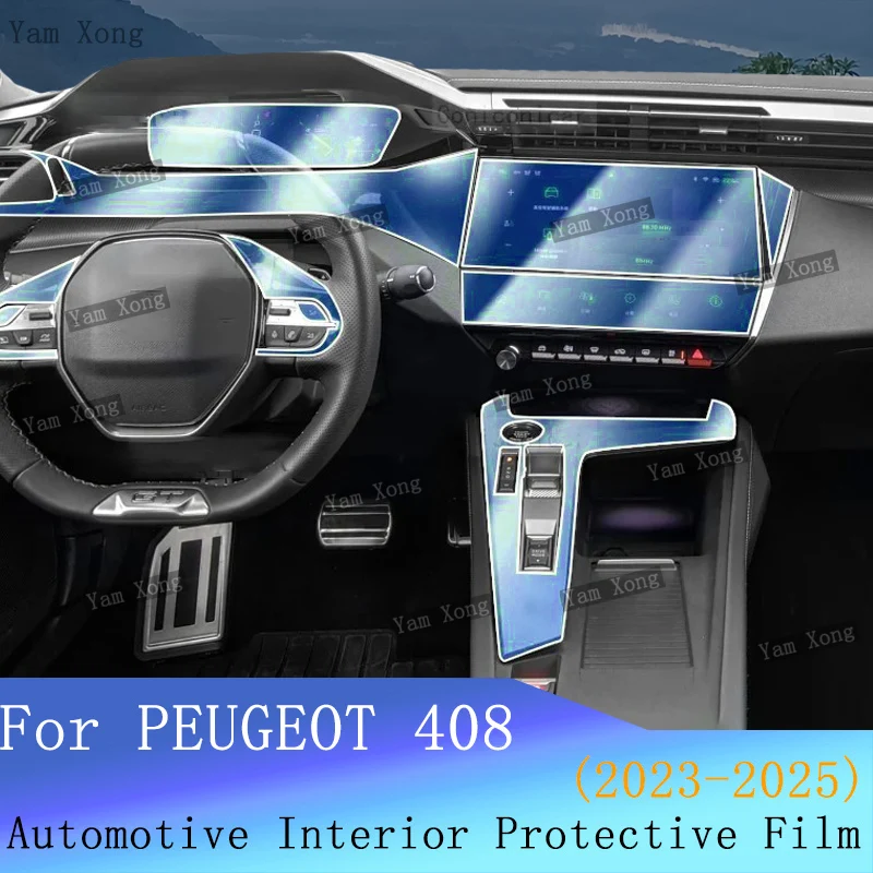 

Auto navigation screen protective For Peugeot 408 2025-2023 Full set interior Film Center Console Transparent Anti-Scratch Film