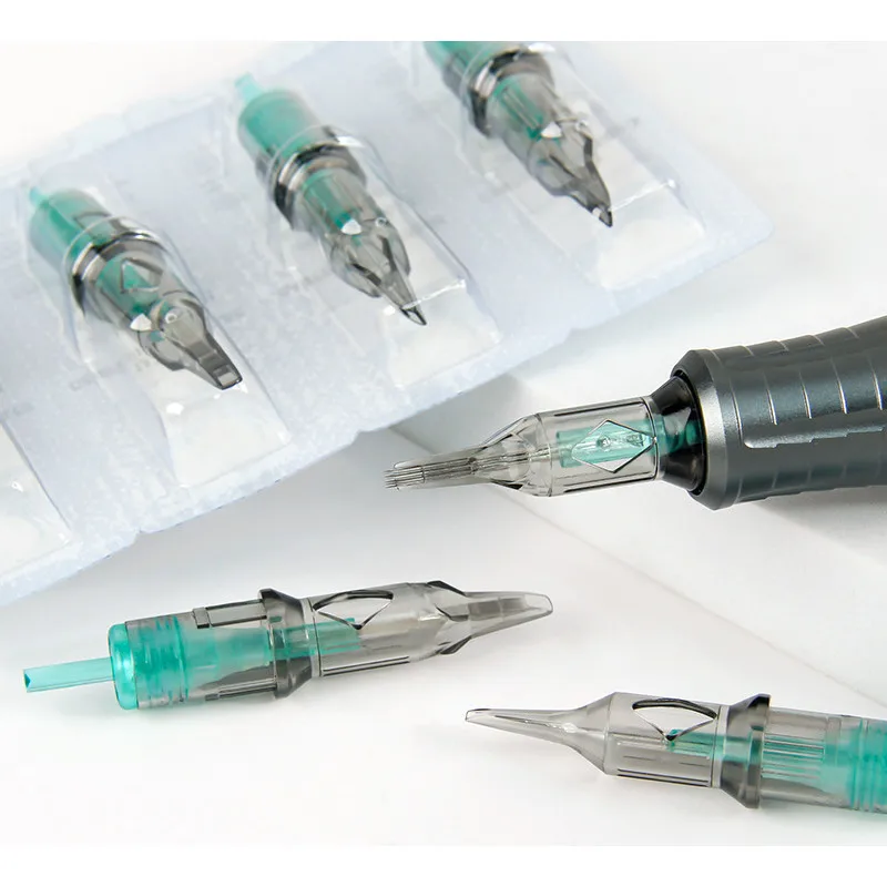 Descartável esterilizado Sobrancelha e Lábios Pmu Machine Pen Sets, RL Round Liner, Nevoeiro Shading Suprimentos, substituição, 10Pcs