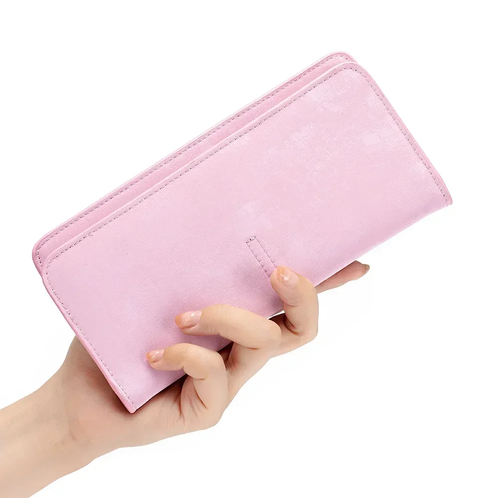 Ultra dünne Brieftasche Leder Frauen Geldbörsen Kreditkarten halter Bifold lange Geld tasche Damen schlanke Brieftasche Clutch Brieftaschen