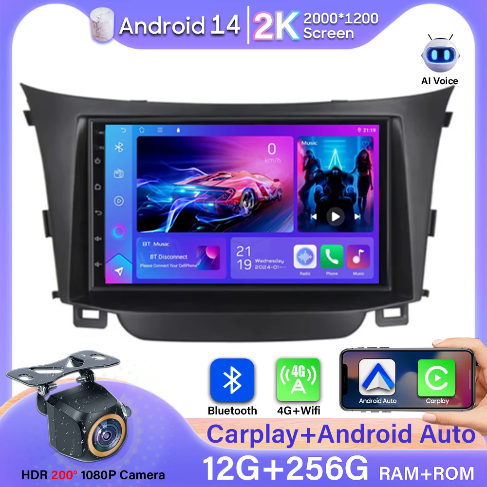

Android Auto Car Radio For Hyundai i30 Grand Elantra Grant 2011-2017 Car Monitor Carplay GPS Navigation Video Bluetooth Stereo