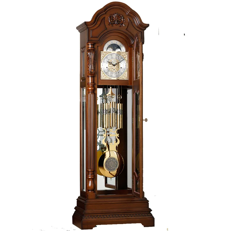 European style, living room, floor clock, movement, classical, swing, bronze bell, Chinese style, creative, vertical