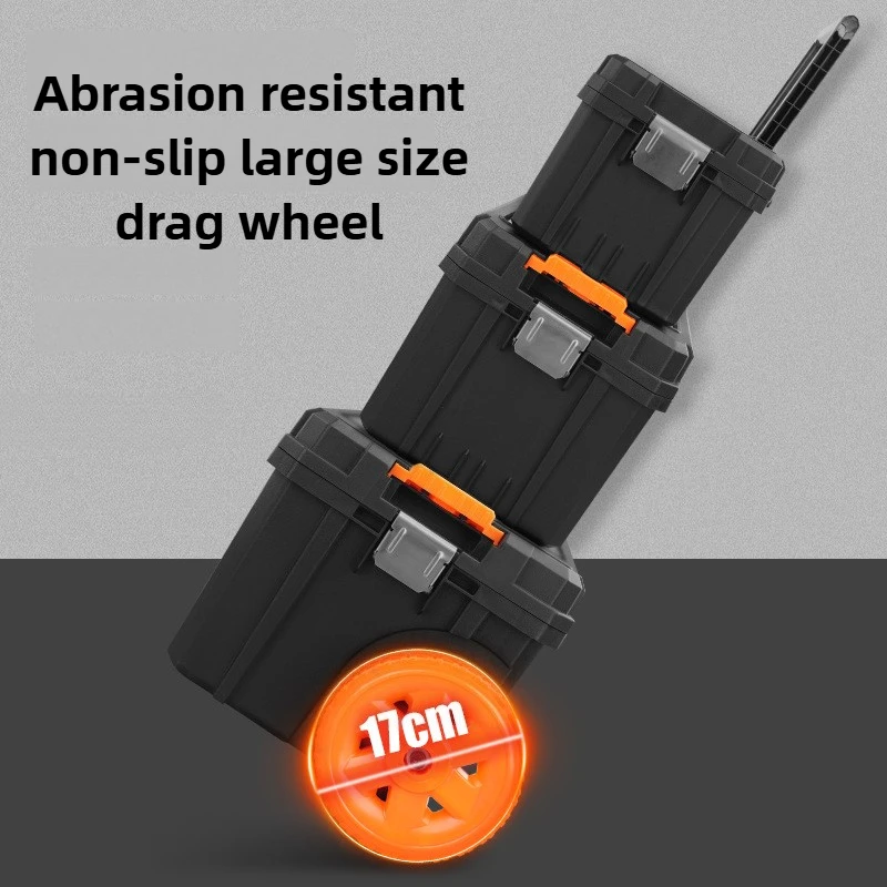 Stacked Pull Rod Toolbox Large Capacity Storage Case Movable Hardware Maintenance Portable Tools Organizer Tools Box with Wheels