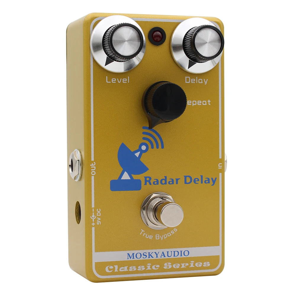 Moskyaudio Radar Delay Guitar Effect Pedal, BBD Analog Delay True Bypass Pedal with Adjustable Level, Delay Time, Repeat Knobs