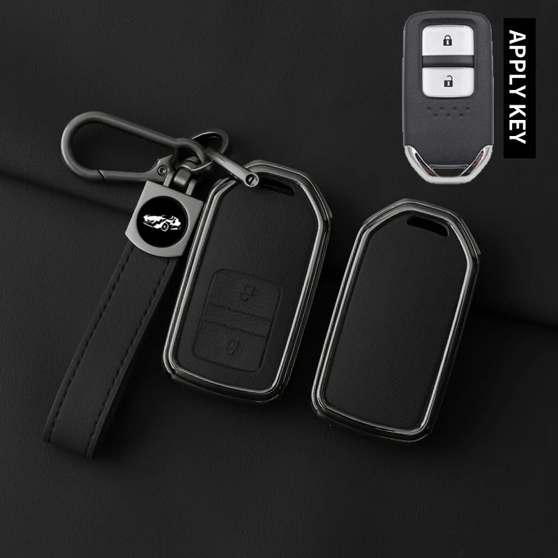 Durable Zinc Alloy Leather Key Shell,For Honda Accord Civic HR-V CR-V Pilot SI EX EX-L Protective Fob Case Funda Llave