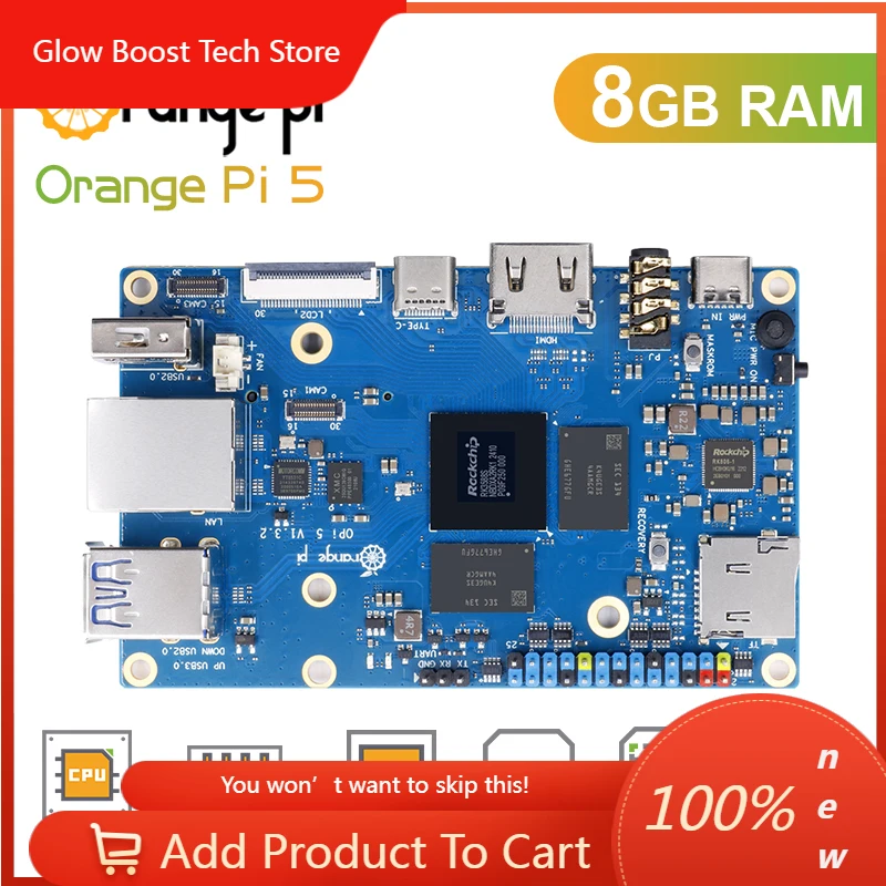 

NYOrange Pi 5 8GB RK3588S,PCIE Module External WiFi+BT,SSD Gigabit Ethernet Single Board Computer, Run Android Debian OS