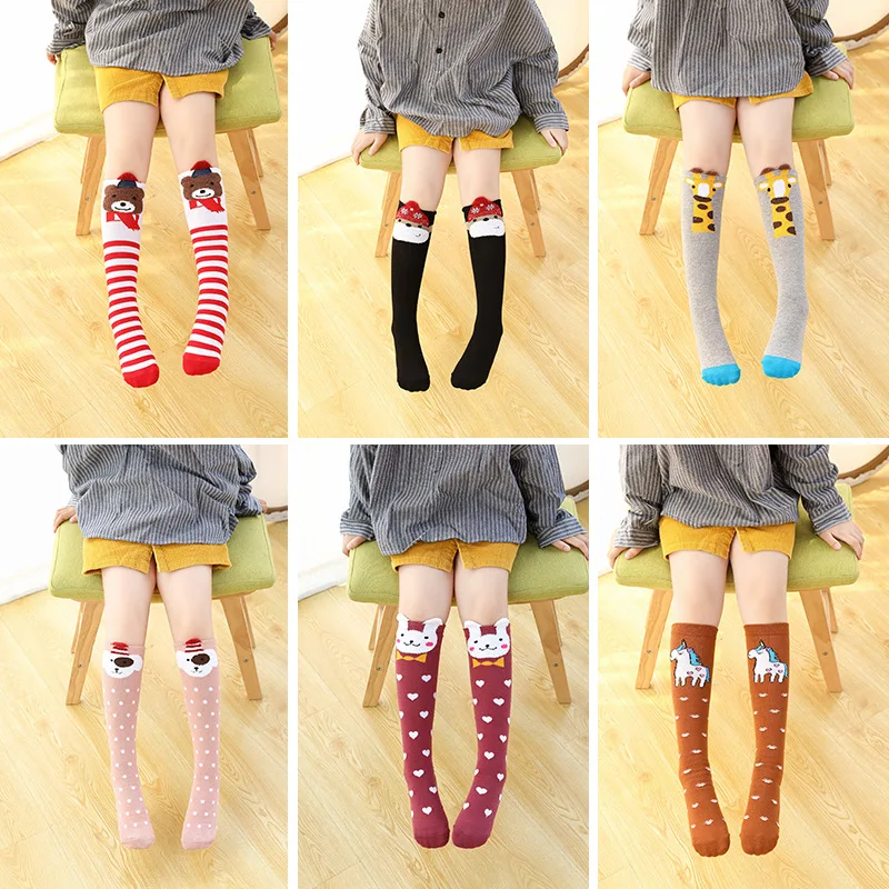 

Cartoon Kids Socks Girls long Socks Cotton Knee High Leg Warmers Socks Long Tube Princess Children's Knee Socks Kid Dance Sock