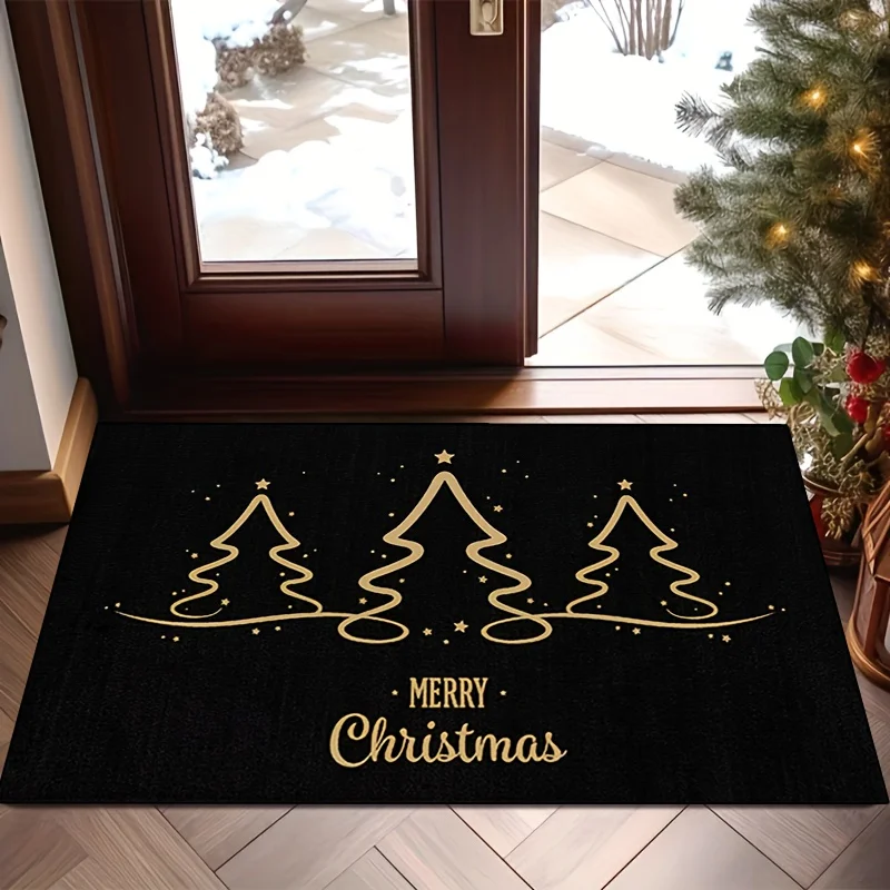 VIKAMA Christmas Rug Doormat Welcome Mat Outdoor Carpet 3 Christmas Tree Rug Soft Living Room Carpet Bedroom Rug Home Decoration